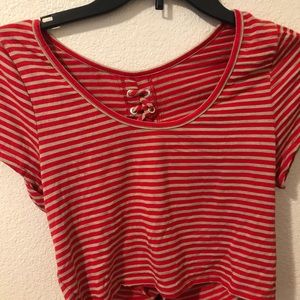 Red Striped Crop Top